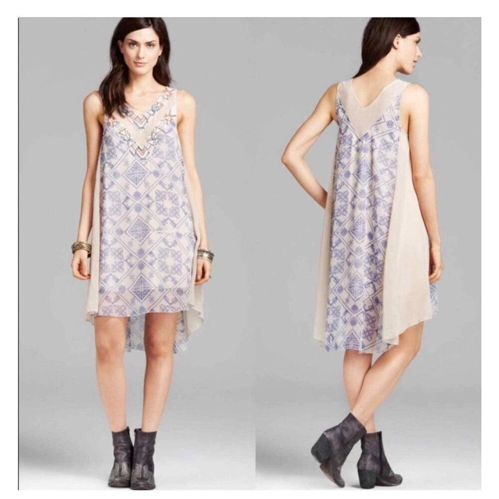 Free People Ancient Mystery Dress Tea Combo Sleeveless Beaded Shift S